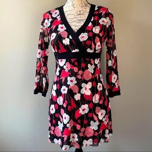 INC International Black and Pink 3/4 Sleeve Ladies Blouse Size M
